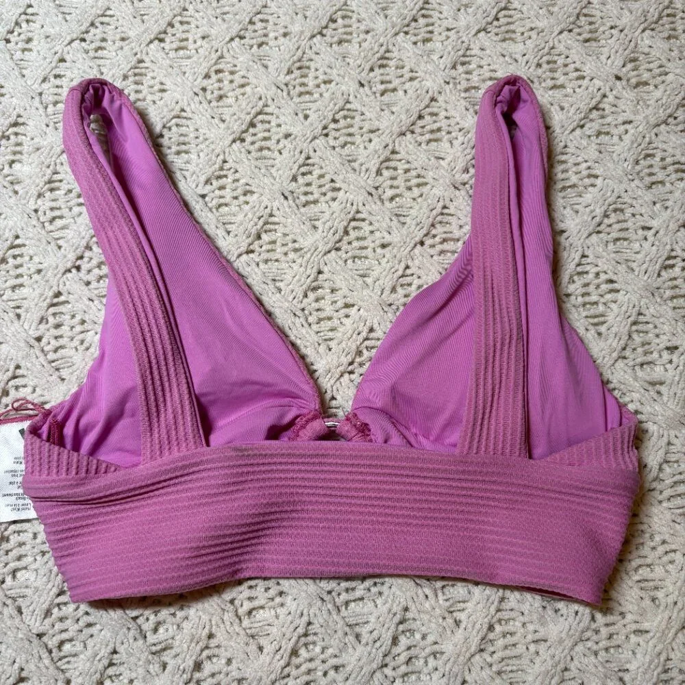 L*Space Ring Front Triangle‎ Bikini Top – Ribbed Pink – Women’s S - NWOT